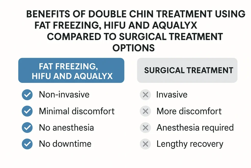 Graphic about the benefits of double chin treatment Birkenhead - from LA LIPO