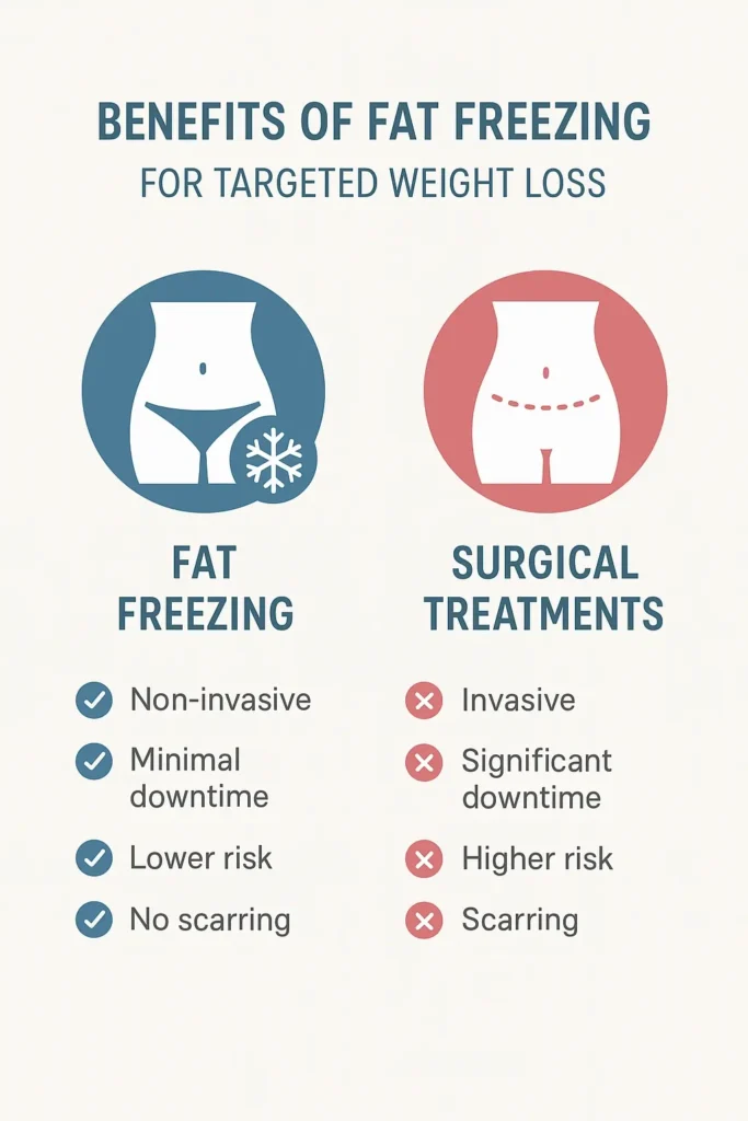 graphic showing the benefits of fat freezing Birkenhead