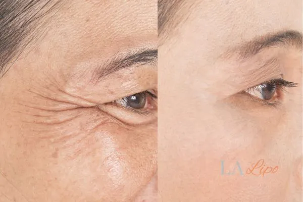 Before and after results of woman - HI-fu wrinkles reduction treatment Birkenhead