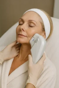 Woman receiving HIFU non surgical facelift treatment Birkenhead