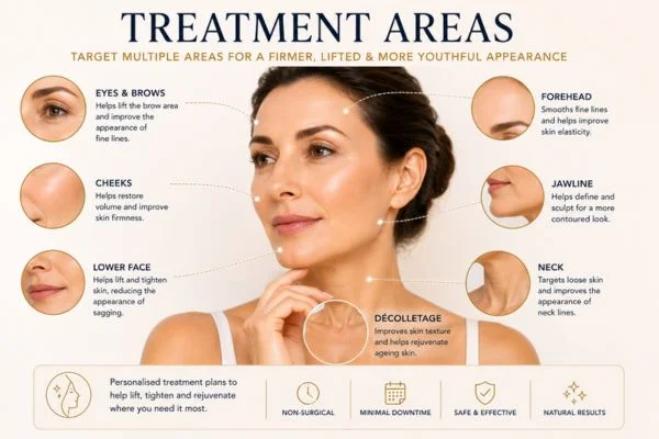Areas of treatment for the ultimate lift tighten treatment Birkenhead
